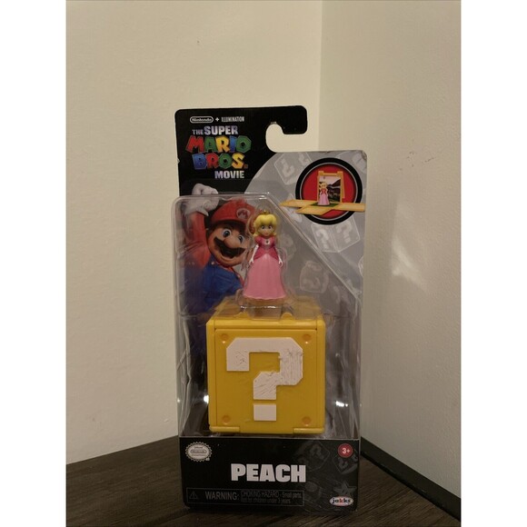 Super Mario Bros Movie Peach 1.25" Mini Figure & Question Block Jakks‎ Pacific - Picture 1 of 5